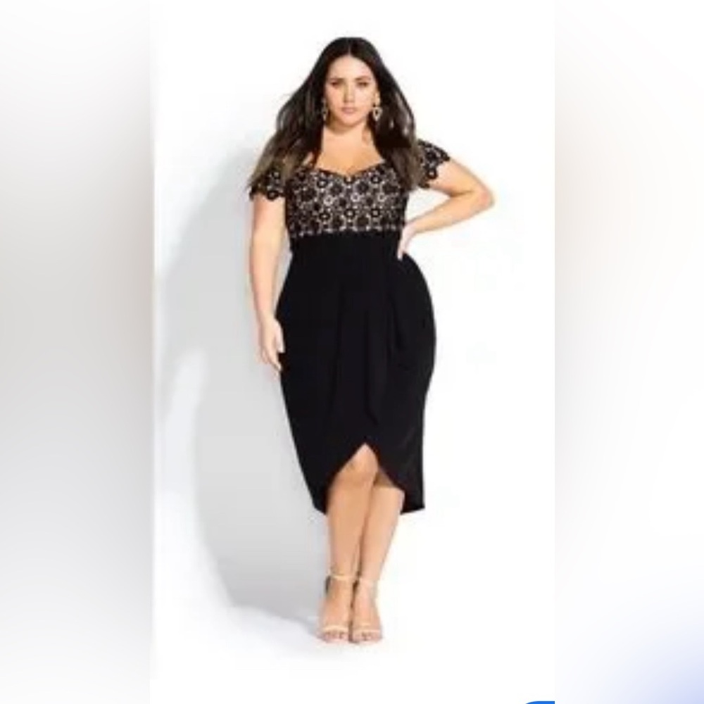 Black and nude lace top dress from Citi Chic size 14
